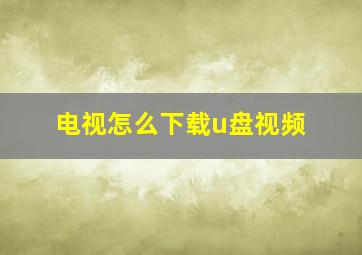 电视怎么下载u盘视频