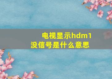 电视显示hdm1没信号是什么意思