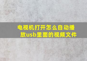 电视机打开怎么自动播放usb里面的视频文件