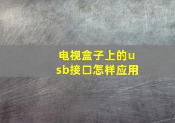 电视盒子上的usb接口怎样应用