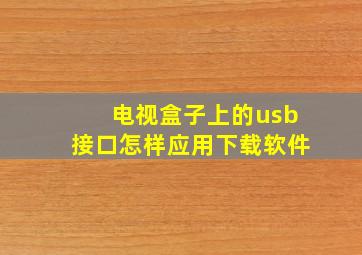 电视盒子上的usb接口怎样应用下载软件