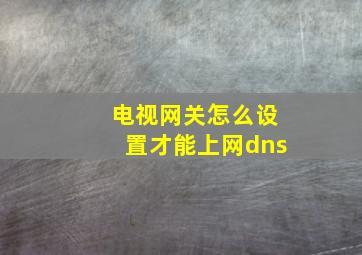 电视网关怎么设置才能上网dns