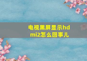 电视黑屏显示hdmi2怎么回事儿