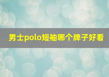 男士polo短袖哪个牌子好看