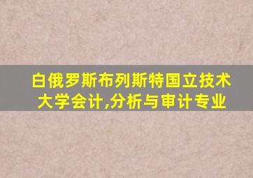 白俄罗斯布列斯特国立技术大学会计,分析与审计专业