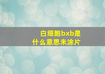 白细胞bxb是什么意思未涂片