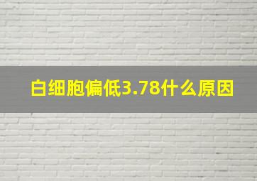 白细胞偏低3.78什么原因