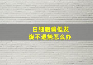 白细胞偏低发烧不退烧怎么办