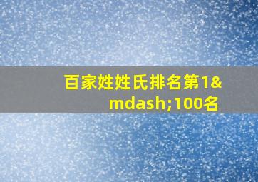 百家姓姓氏排名第1—100名