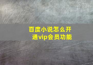 百度小说怎么开通vip会员功能