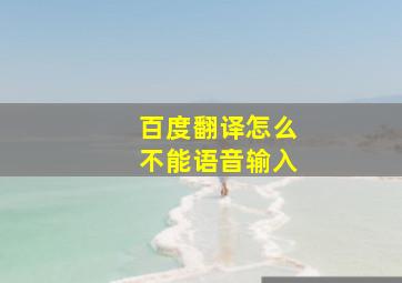 百度翻译怎么不能语音输入