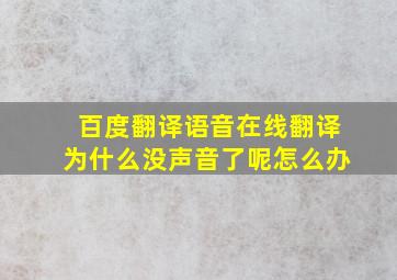 百度翻译语音在线翻译为什么没声音了呢怎么办