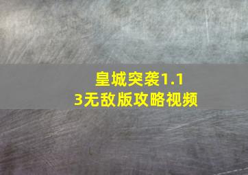 皇城突袭1.13无敌版攻略视频