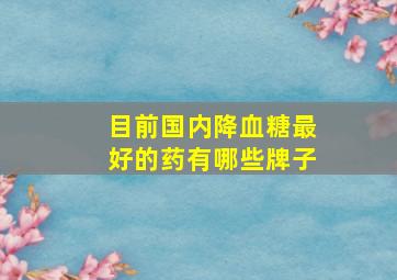 目前国内降血糖最好的药有哪些牌子