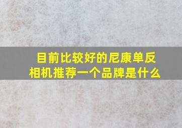 目前比较好的尼康单反相机推荐一个品牌是什么