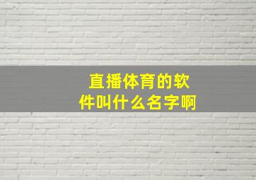 直播体育的软件叫什么名字啊