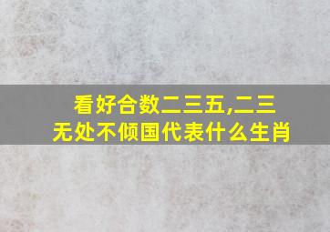 看好合数二三五,二三无处不倾国代表什么生肖