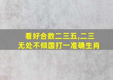 看好合数二三五,二三无处不倾国打一准确生肖