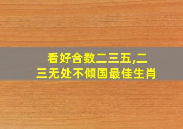 看好合数二三五,二三无处不倾国最佳生肖