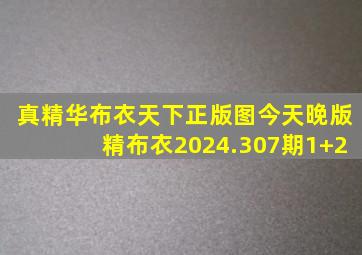 真精华布衣天下正版图今天晚版精布衣2024.307期1+2