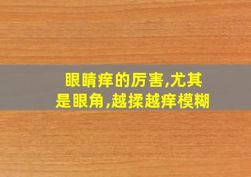 眼睛痒的厉害,尤其是眼角,越揉越痒模糊