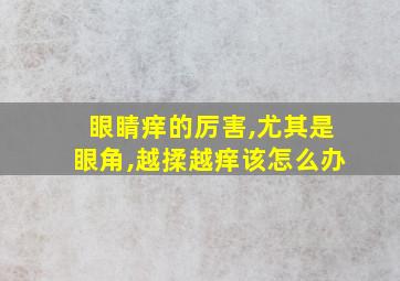 眼睛痒的厉害,尤其是眼角,越揉越痒该怎么办