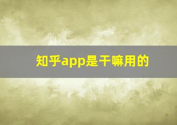 知乎app是干嘛用的