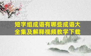 短字组成语有哪些成语大全集及解释视频教学下载