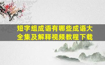 短字组成语有哪些成语大全集及解释视频教程下载