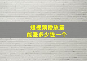 短视频播放量能赚多少钱一个