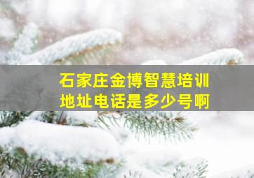 石家庄金博智慧培训地址电话是多少号啊