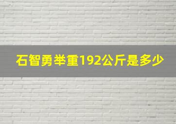 石智勇举重192公斤是多少