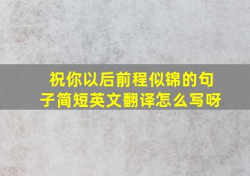 祝你以后前程似锦的句子简短英文翻译怎么写呀