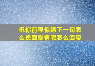 祝你前程似锦下一句怎么挽回爱情呢怎么回复