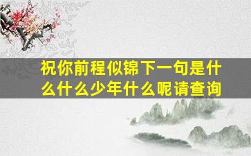 祝你前程似锦下一句是什么什么少年什么呢请查询