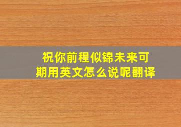 祝你前程似锦未来可期用英文怎么说呢翻译