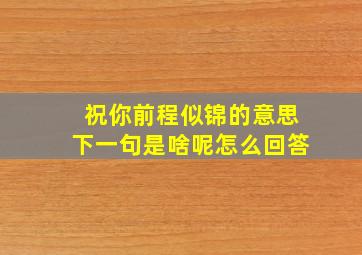 祝你前程似锦的意思下一句是啥呢怎么回答