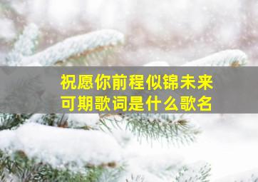 祝愿你前程似锦未来可期歌词是什么歌名