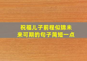 祝福儿子前程似锦未来可期的句子简短一点