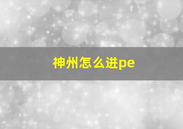 神州怎么进pe