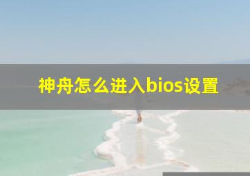 神舟怎么进入bios设置