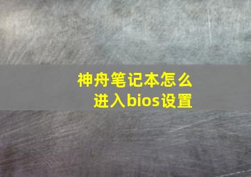 神舟笔记本怎么进入bios设置