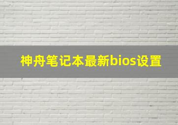 神舟笔记本最新bios设置