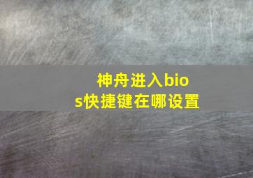 神舟进入bios快捷键在哪设置