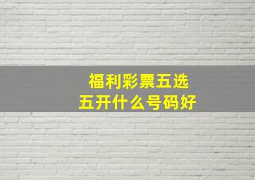 福利彩票五选五开什么号码好