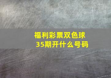 福利彩票双色球35期开什么号码