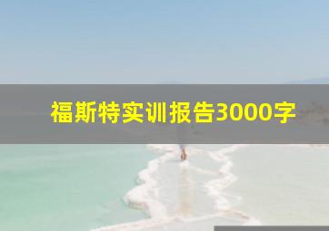 福斯特实训报告3000字