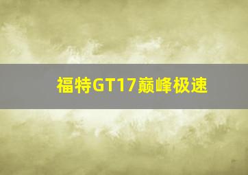 福特GT17巅峰极速