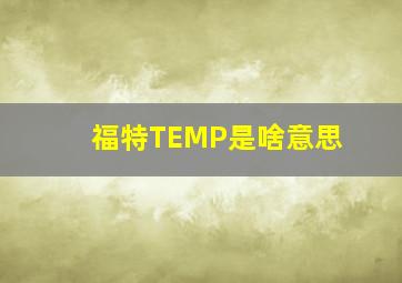 福特TEMP是啥意思