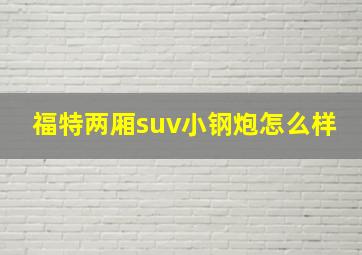 福特两厢suv小钢炮怎么样